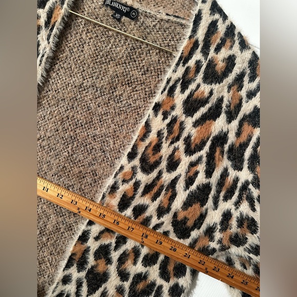 BLANKNYC Leopard Duster XS from REVOLVE Brown Tan Beige Sleeve Cuffs Fuzzy Cardi - Picture 11 of 13